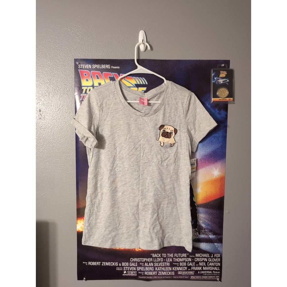 Jenni Intimates Gray T Shirt Pocket PUG  Size M NWT